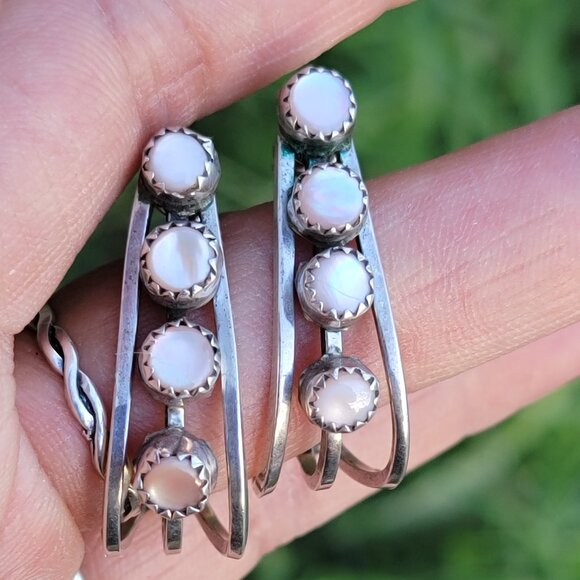 Rare signed Nathaniel Johnson Diné Navajo pink mother or pearl 925 sterling silv - Picture 12 of 17